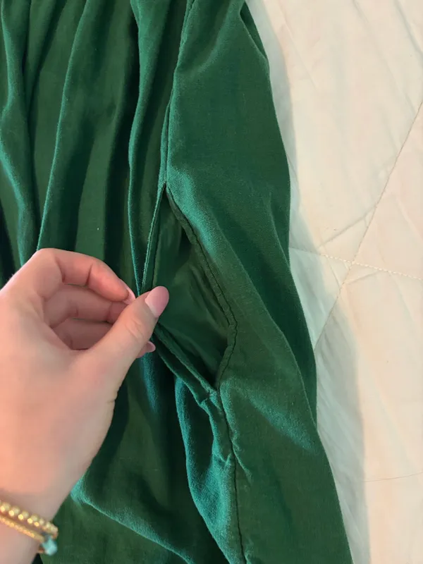 Aerie Green Dress Mini Ruffle Dress With Pockets - Image 4
