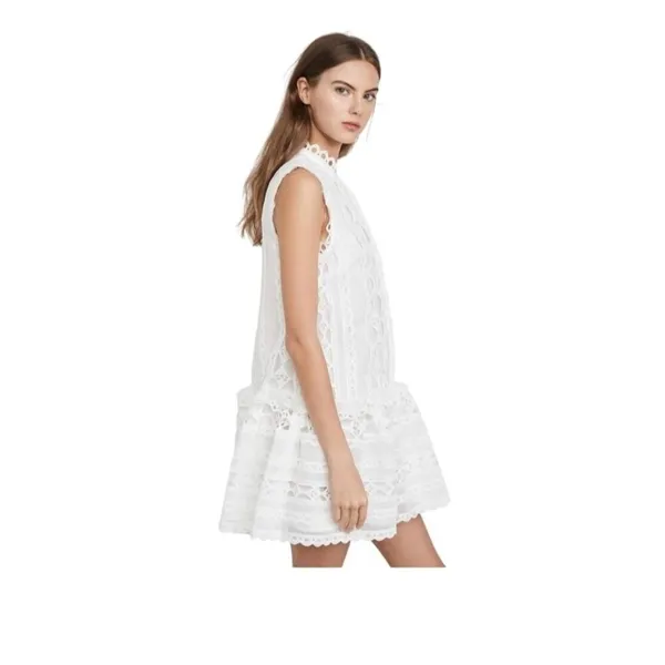 Endless Rose Lace Trim Crochet Mini Dress Sleeveless White Size M NWOT Romantic - Image 2