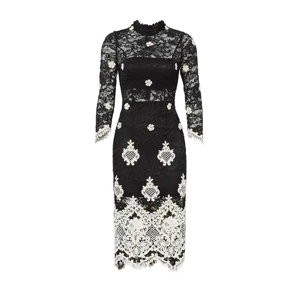 Alexis Helina Black White Bodycon Midi Dress Sleeveless Cocktail Size S - Image 3