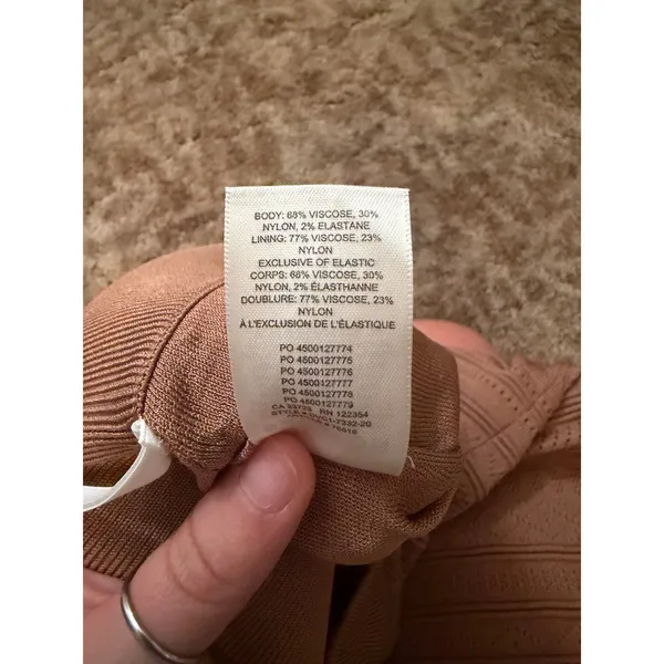 Aritzia Babaton Pointelle Open Knit Midi Tube Skirt Bodycon Neutral Patterned - Image 7
