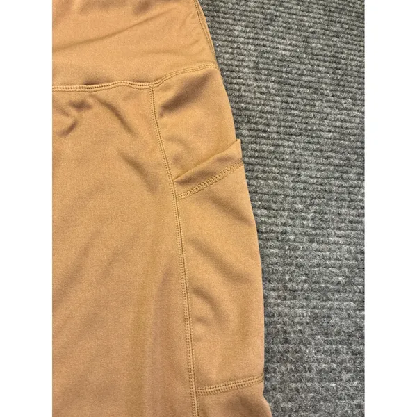Womens Tan High Waisted Athletic Leggings‎ with Side Pockets Size Large Camel - Image 4