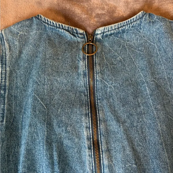 Free People Dress Womens 0 Blue Mini Denim Self Control Jean Puff Sleeve A Line - Image 8