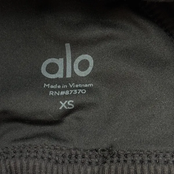 Alo Yoga Ribbed V Neck Sports Bra Women XS Black Wrap Back Activewear Athleisure - Image 8