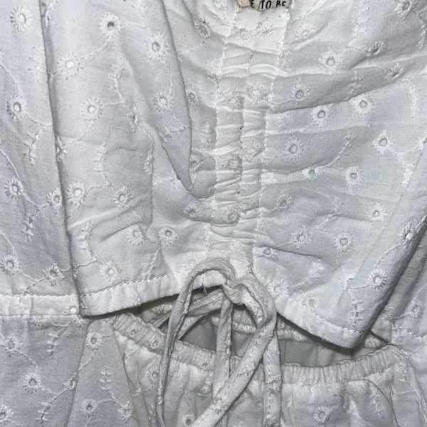 Women’s Live to be Spoiled white eyelet mini dress cut out and flutter sleeves - Image 4