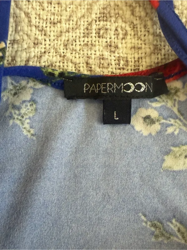 Papermoon Basima Back Blue Floral Print Tank Top - Image 5