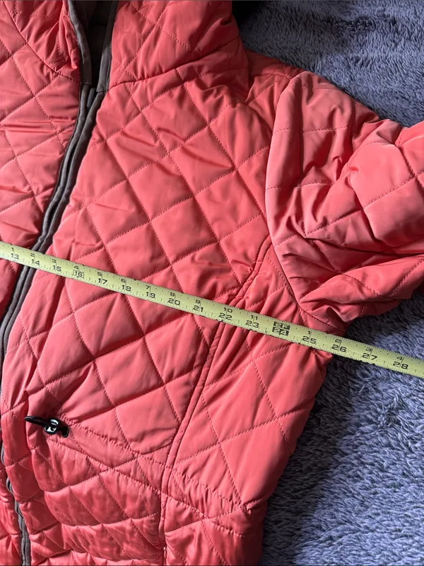 Universal Standard Reversible‎ Quilted Long Coat Brown Orange Hooded Parka Small - Image 12