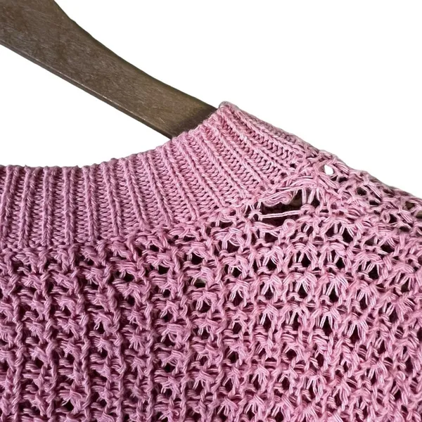 Cloudwalk Bell Sleeve Striped Knit Sweater Pink Red Yellow Boho Slouchy Size M - Image 8