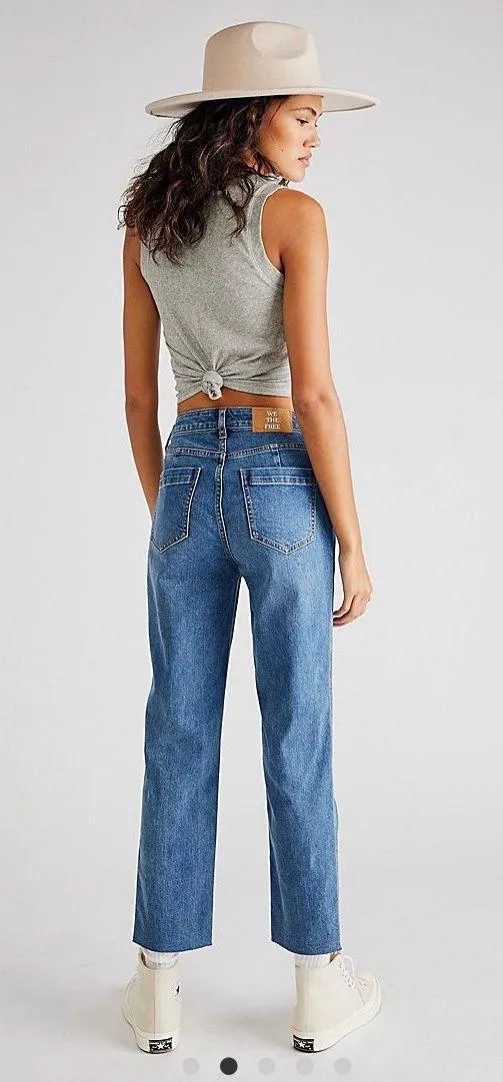 Free People Medium Wash Mom Jeans - Image 2