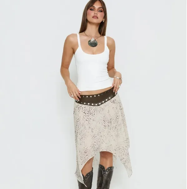 Princess Polly Dark Mirage Asymmetrical Midi Skirt - Image 3