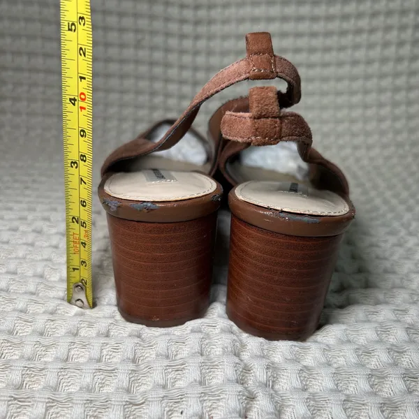 Saks Fifth Avenue Women Brown Pointed Toe Slingback Block Heel‎ Shoes Size 6 - Image 4