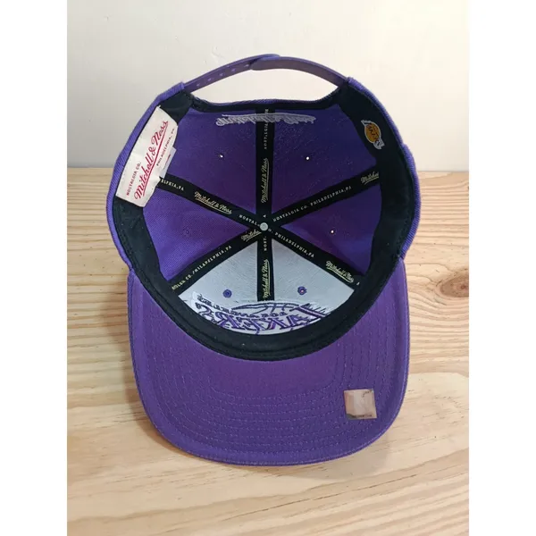 Mitchell & Ness LA Lakers Snapback Hat Purple NBA Rhinestone Logo Cap - Image 8