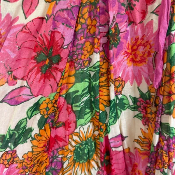 Free People Pink Floral Lace Up Empire Waist Dream Weaver Maxi Dress Sz Med - Image 8