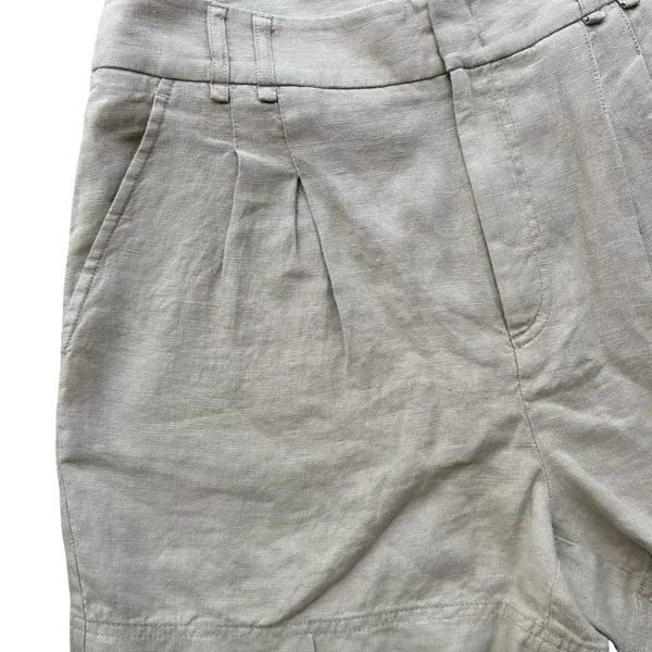 Free People Linen Chelsea Pleated Shorts Oatmeal Size 10 High Rise Tailored - Image 5
