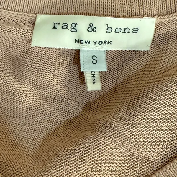 rag & bone V Neck Sweater Womens Small Rose Pink Viscose‎ High Low Split Hem - Image 3