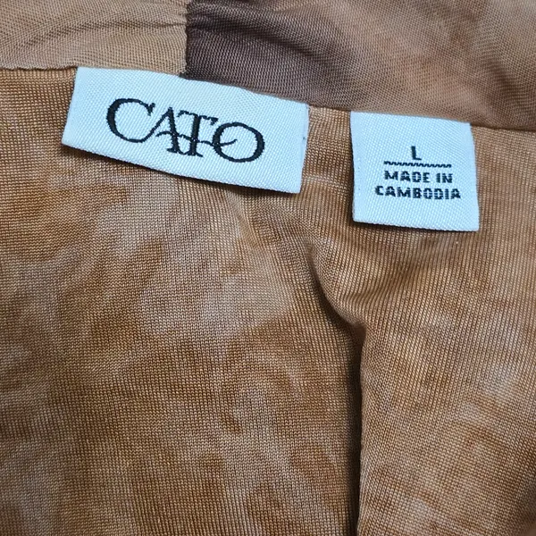 Cato Brown FloralJersey Knit Kimono Cardigan Size Large Earthy Boho Fall Artsy - Image 7
