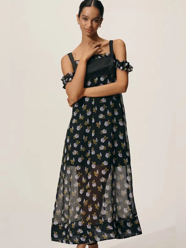 NWT Anthropologie Maeve Floral Square Neck Midi Dress M - Image 2