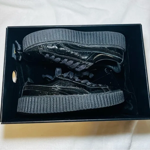 PUMA X Fenty Rihanna Creeper Wrinkled Patent Womens Trainers Black - Size: 6 - Image 6