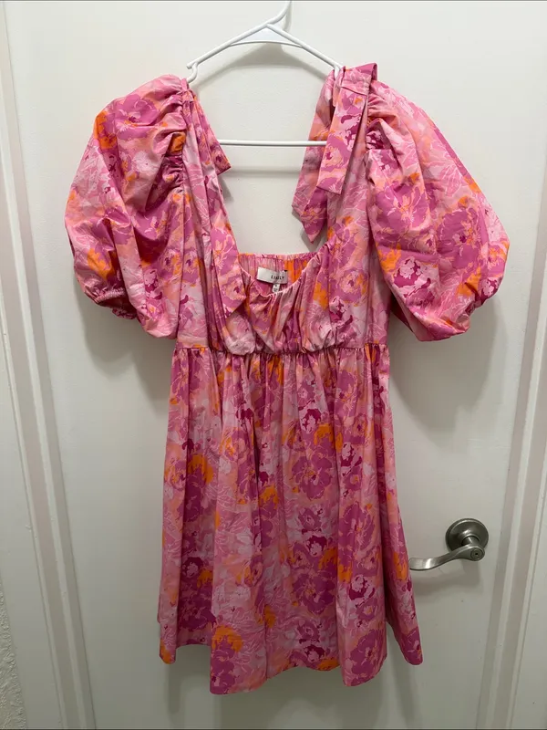 Likely Martinique Floral Puff-Sleeve Tie-Back Mini Dress - Image 2