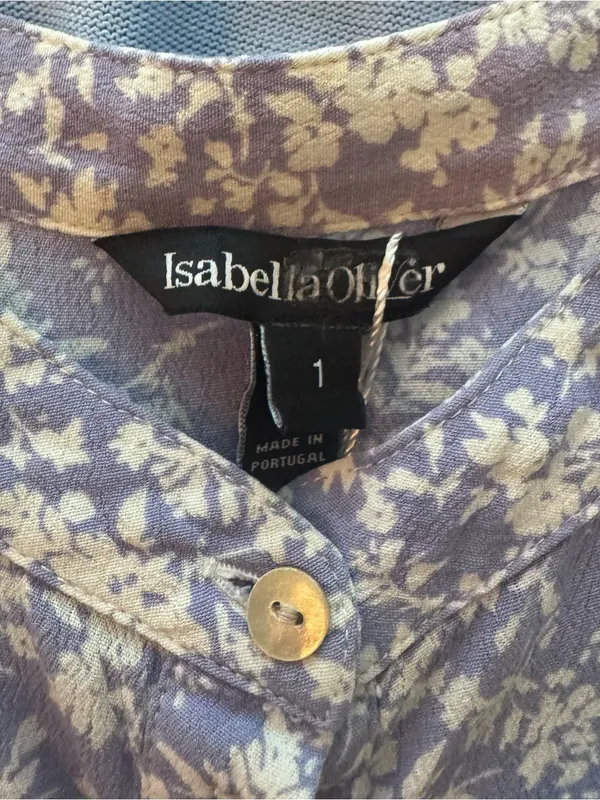 Isabella Oliver Marlene Maternity Blouse Periwinkle Blue Floral Tunic Sz 1 US 4 - Image 8