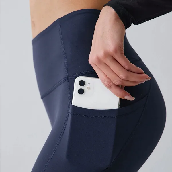 Berlook Activewear Navy High Waisted Pockets Leggings 24" - Image 3