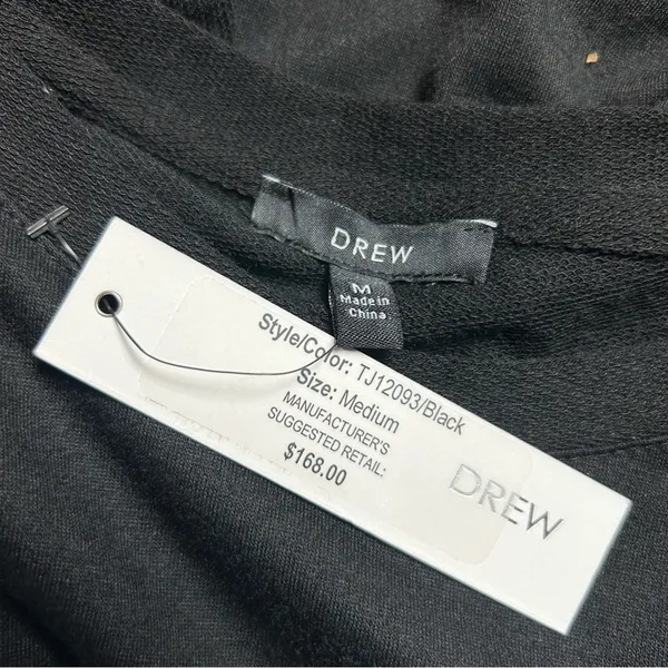 NWT Drew Black Jersey Knit Crewneck‎ Ruffle Sleeve Blouse Top Shirt Size Medium - Image 3