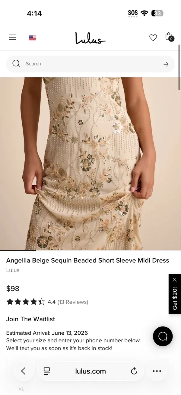 LULUS XS Ivory Puff Short Sleeve V Neck Floral Embroidered Midi Dress Back Slit - Image 4