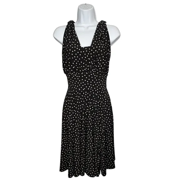 White House Black Market Convertible‎ Dress Women 0 Black Polka Dot Genius Retro - Image 13