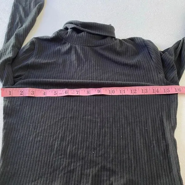 Madewell Black Ribbed Mock Neck Long Sleeve Crop Top Women’s M - Image 4