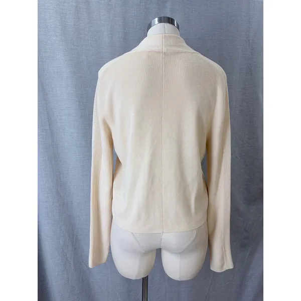 Elie‎ Tahari Merino Wool Cardigan Cream Open Front Hook Closure XL - Image 3