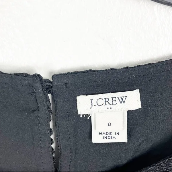 J. CREW Factory Black Eyelet Overlay Short Sleeves Blouse, Size 8 Casual Neutral - Image 3