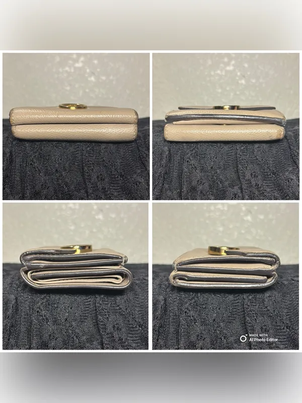 Fendi Tortora Gray Leather F Is Fendi Micro Trifold Wallet Chain Card Case Italy - Image 8