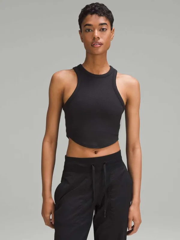 Lululemon Hold Tight Cropped Tank Top Ribbed Black Size 2 - Image 3