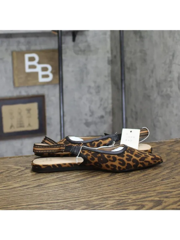 NWT A New Day Womens London Sling Back Flats Sandals 94303555 Leopard Brown 7M - Image 7