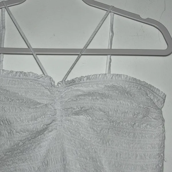 Madewell Smocked Ruched Crop Tank‎ Top White XL - Image 9