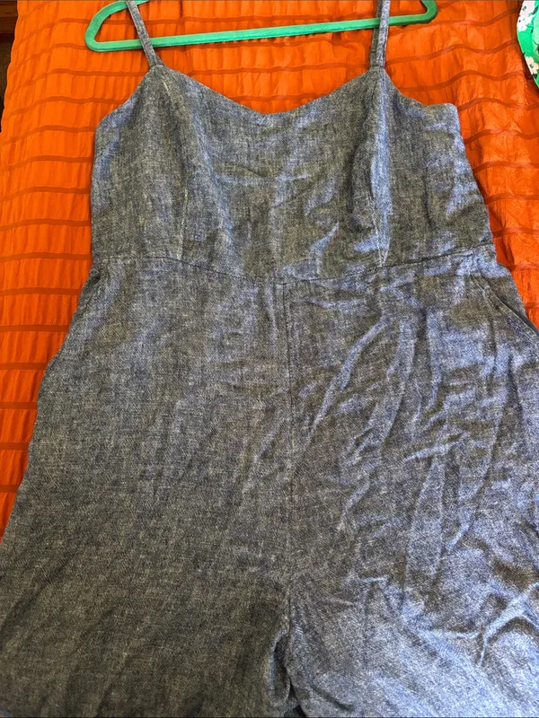 Old Navy XL Chambray Linen Blend Wide Leg Jumpsuit | Adjustable Straps | Pockets - Image 5