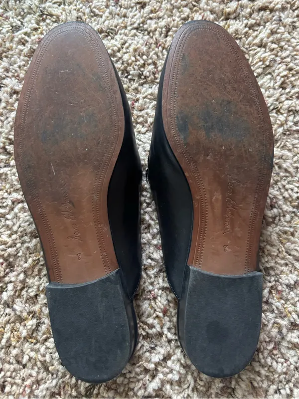 Black Leather Slip-On Mule Loafers with Gold Detail - Image 7