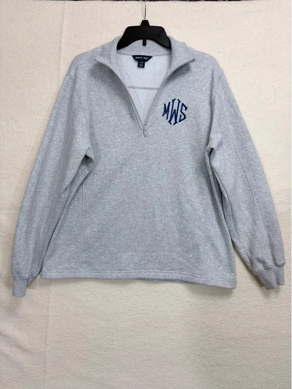 Sport-Tek Women’s L Gray Quarter Zip Sweatshirt Monogram Fleece Pullover - Image 2