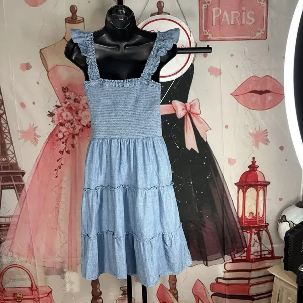 NWT J. Crew Chambray Smocked Tiered Cotton Sun Dress Sz S - Image 6