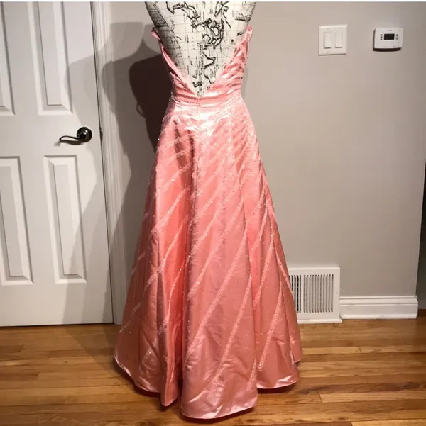 Ice & Fire Vintage Y2k Coquette Pastel Embellish Bead Line Striped A-line Formal Evening Prom Gown corset - Image 5