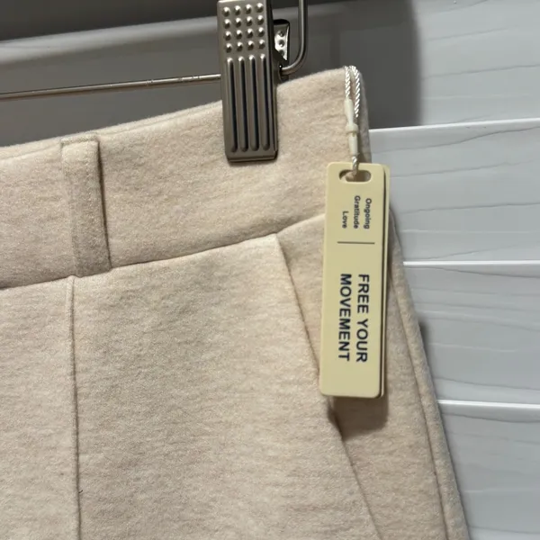 NEW OGL Beige Heathered Wide Leg Cozy Travel Lounge Pants‎ Sweatpants Size Small - Image 2