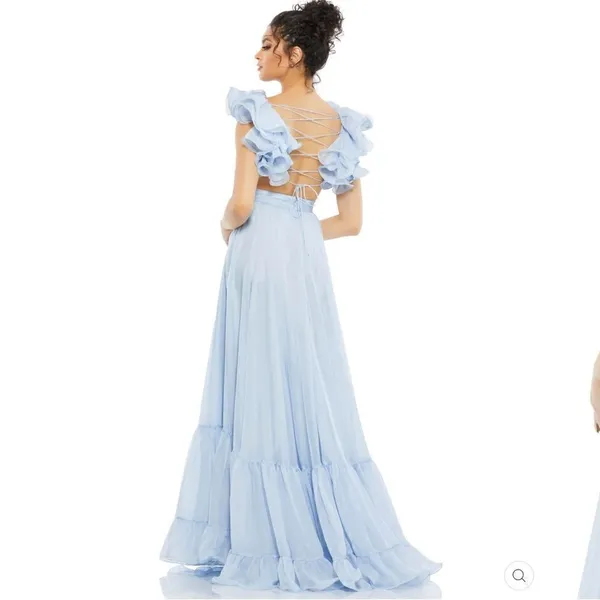 Mac Duggal 67911 Womens Ruffled Tiered Cut Out Chiffon Gown Dress - Image 6