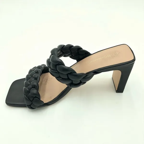 BCBGeneration FINAA Black Braided Block Heeled Sandals Size 10 - Image 3