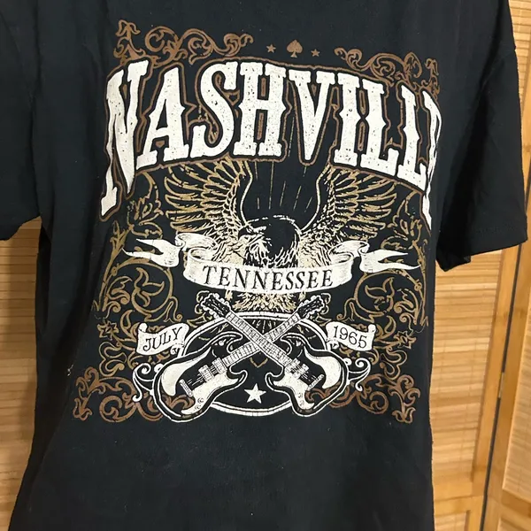 Ultra Flirt black cropped t-shirt tee Nashville Tennessee country music large - Image 2