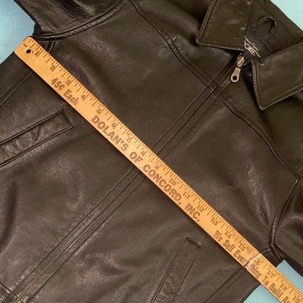 CHEROKEE leather zip up long sleeve 2 pockets derby jacket coat black size M - Image 8