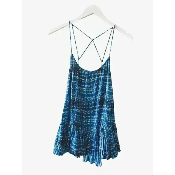 Free People Peplum Crisscross Oversized Abstract Artsy Beach Back Tank Top SZ XS - Image 2