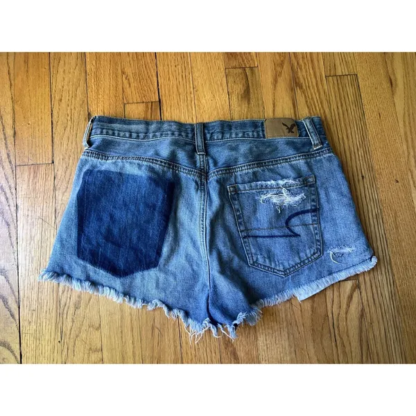 American Eagle Size 4 Hi Rise‎ Festival Shorts Denim Jean Cutoffs - Image 2