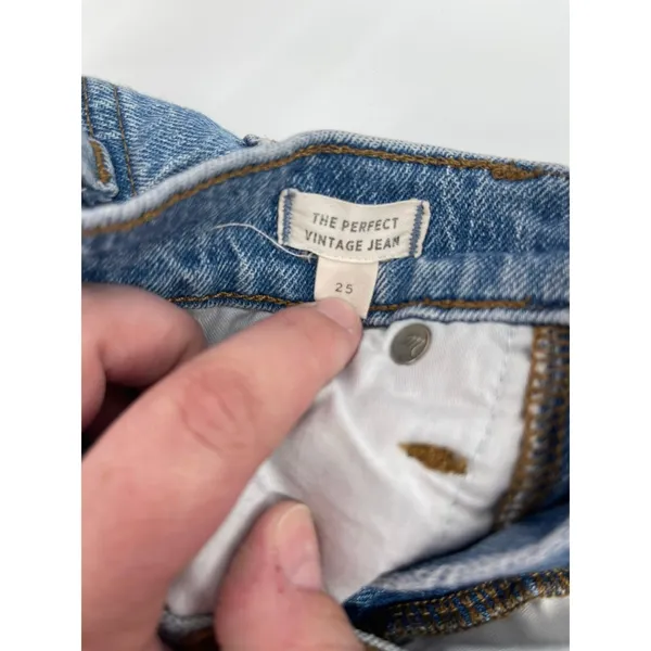 Madewell‎ The Perfect Vintage Jean Straight Size 25 Distressed Raw Hem Y2K 90s - Image 4
