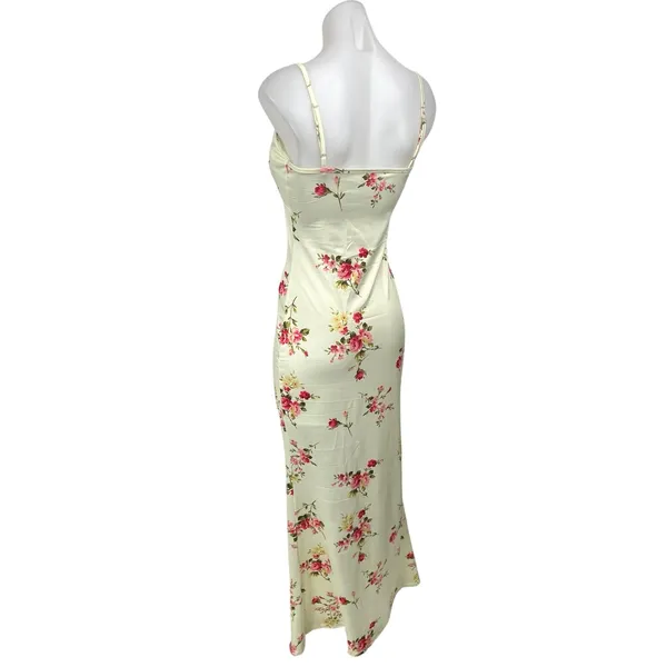 Women's Yellow Floral Sleeveless Cami Camisole Maxi Bodycon Slip Tank Dress Sz S - Image 6