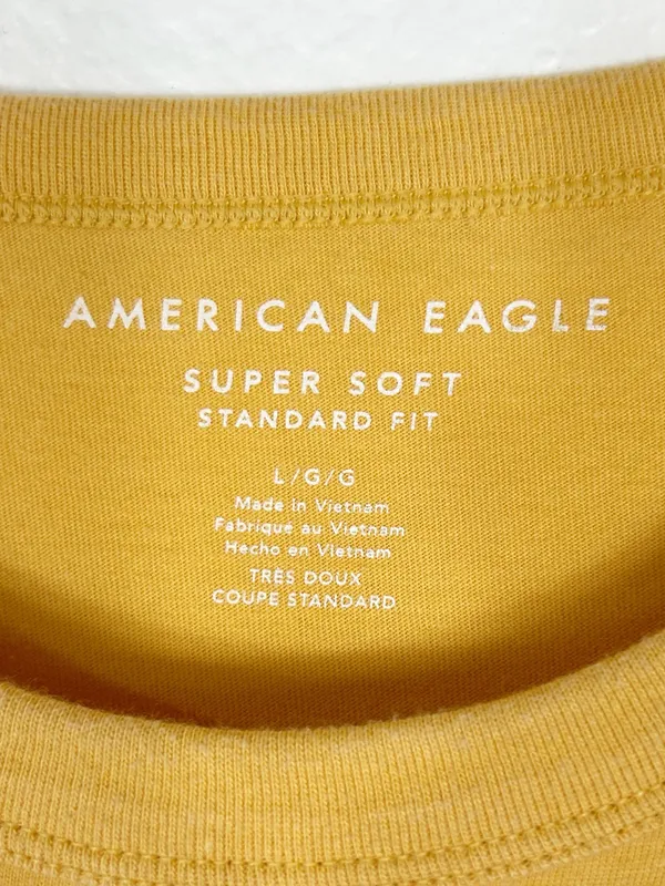 American Eagle Cotton Super Soft Mustard Colored Tee Shirt Size L Large NEW - Image 7