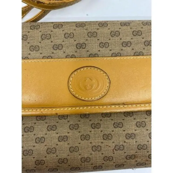 GUCCI Vintage Flap Coated Canvas Crossbody Bag - Image 3